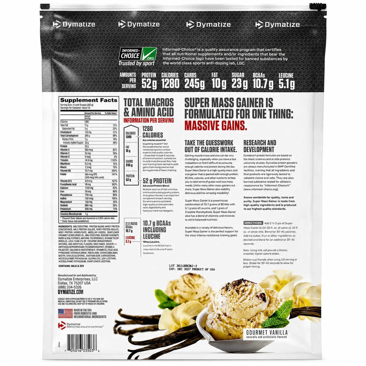 Гейнер Dymatize Super MASS Gainer 5.4кг — изображение 2