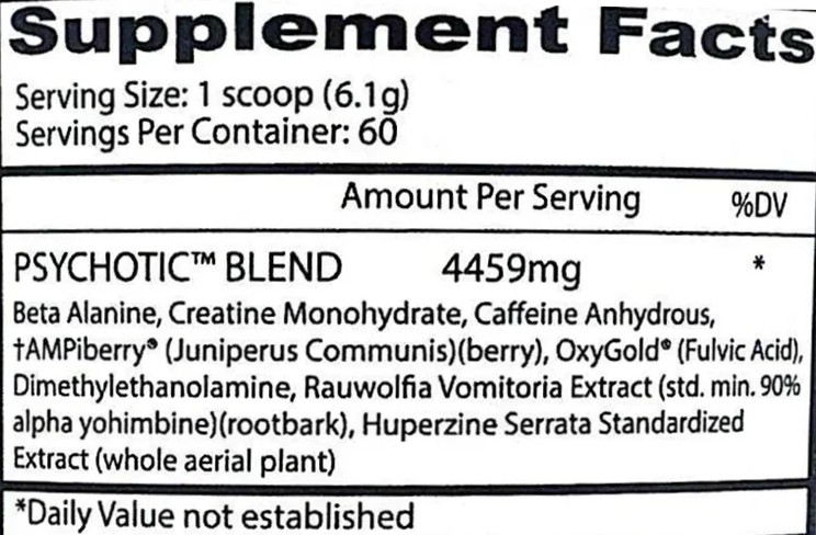 pre workout psychotic insane labz 60порц.