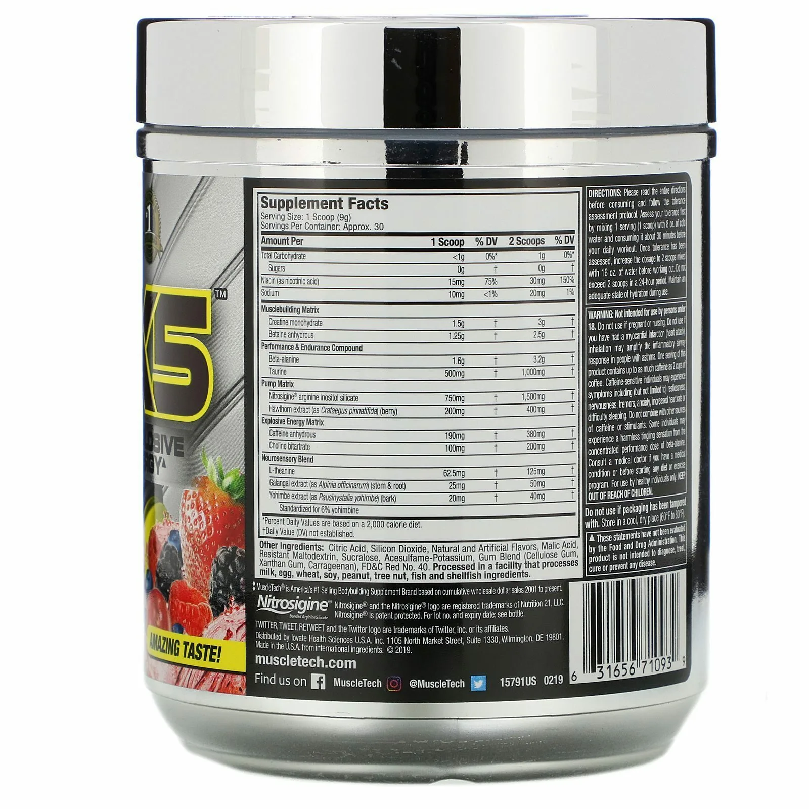 pre workout muscletech vapor x5 30 порц.