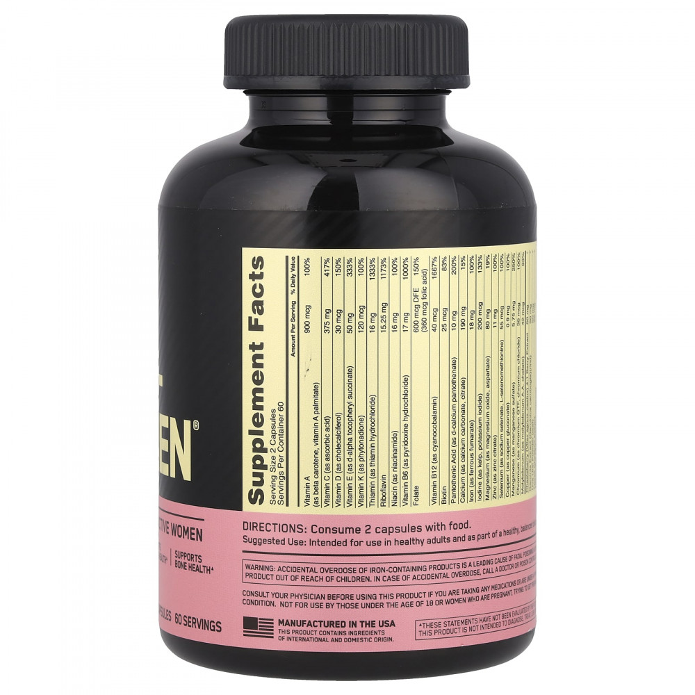 Мультивитаминный комплекс Opti-Women Optimum Nutrition 120 капс. — изображение 2